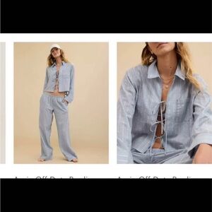New Aerie Cotton Matching Pajama Set Shirt Pants. Large